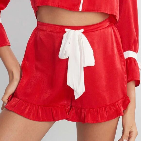 Beach Riot Aurora High Waist Ruffled Pajama Short in Red Women’s Size M - Picture 1 of 4